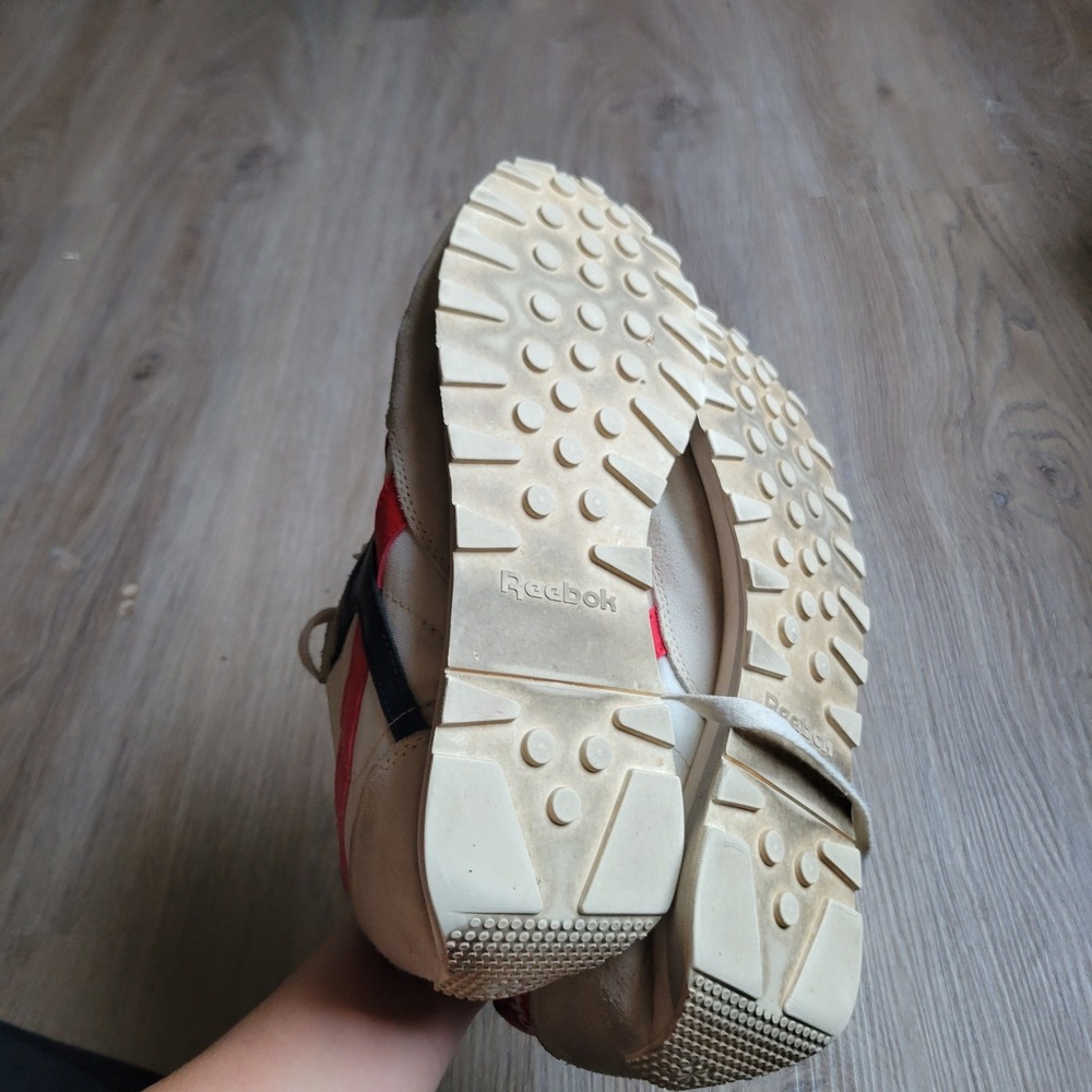 Reebok Mens Aztec II Sneakers 9 White Blue Red Suede Retro Runner Athleisure - Picture 6 of 7